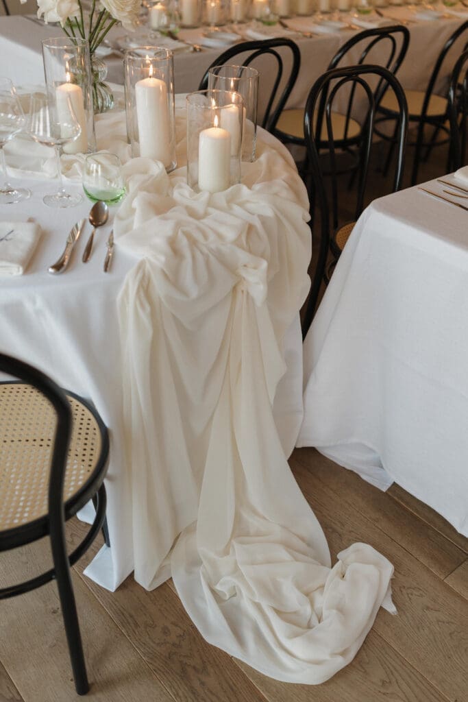Candlelit tablescape at an Italian destination wedding reception