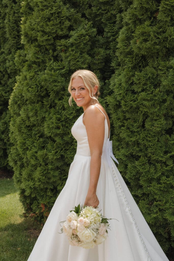 Candid bridal portrait at Baker Lofts in Holland, Michigan